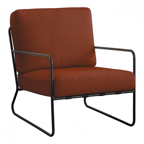 Blanc D'ivoire Fauteuil GASPARD En Bouclette Et Métal - Terracotta