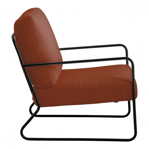 Blanc D'ivoire Fauteuil GASPARD En Bouclette Et Métal - Terracotta