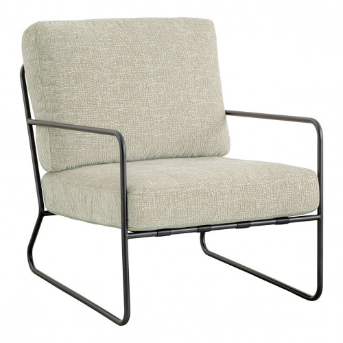 Blanc D'ivoire Fauteuil GASPARD En Tissu Jacquard De Velours Et Métal - Sable