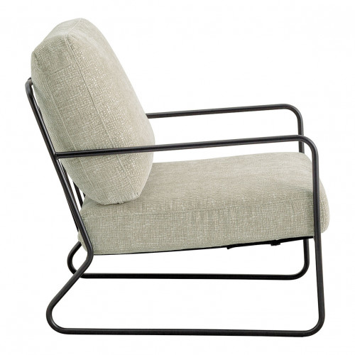 Blanc D'ivoire Fauteuil GASPARD En Tissu Jacquard De Velours Et Métal - Sable
