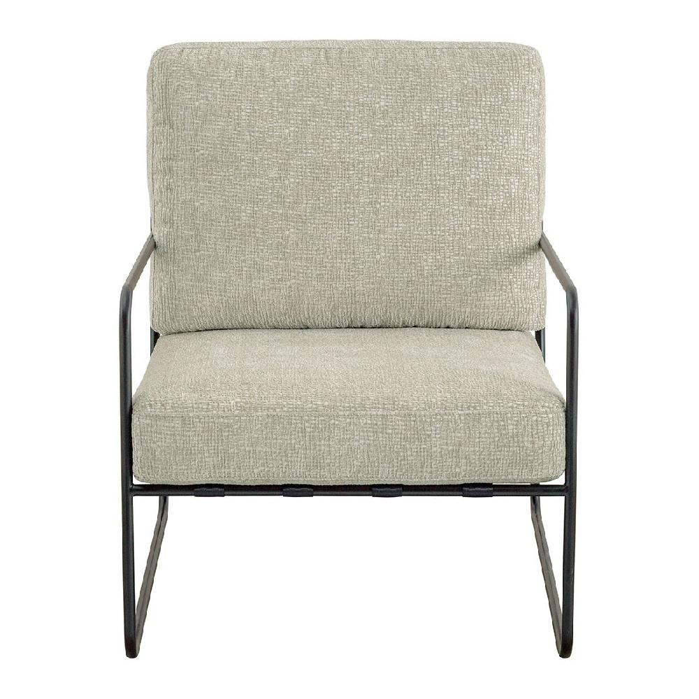 blanc d'ivoire Fauteuil GASPARD en tissu jacquard de velours et métal - Sable
