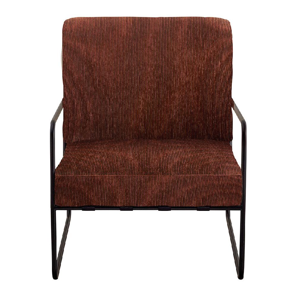 blanc d'ivoire Fauteuil GASPARD en velours côtelé et métal - Rouge brique
