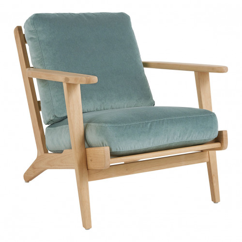 Blanc D'ivoire Fauteuil JULES En Velours - Bleu Céladon