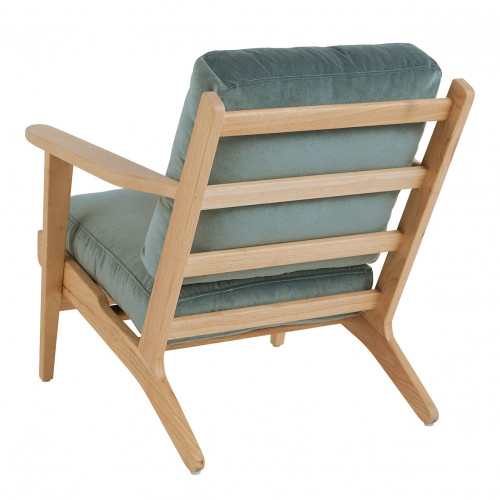 Blanc D'ivoire Fauteuil JULES En Velours - Bleu Céladon