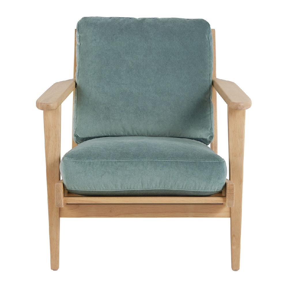 blanc d'ivoire Fauteuil JULES en velours - Bleu céladon