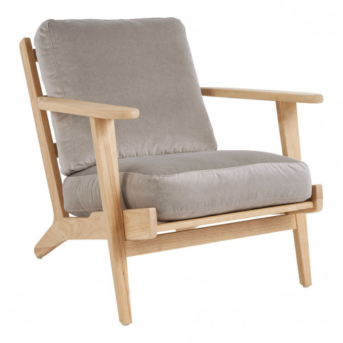 Blanc D'ivoire Fauteuil JULES En Velours - Gris Perle