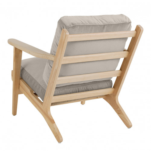 Blanc D'ivoire Fauteuil JULES En Velours - Gris Perle