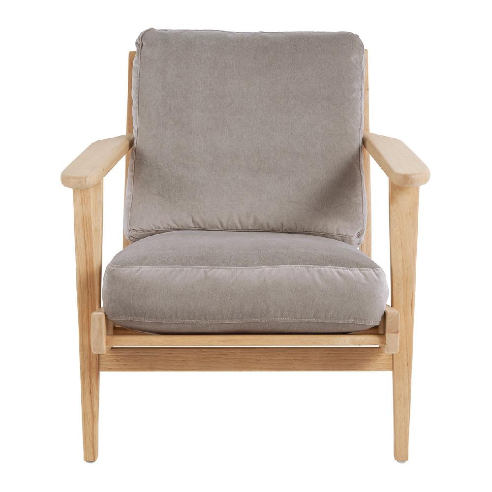 blanc d'ivoire Fauteuil JULES en velours - Gris perle