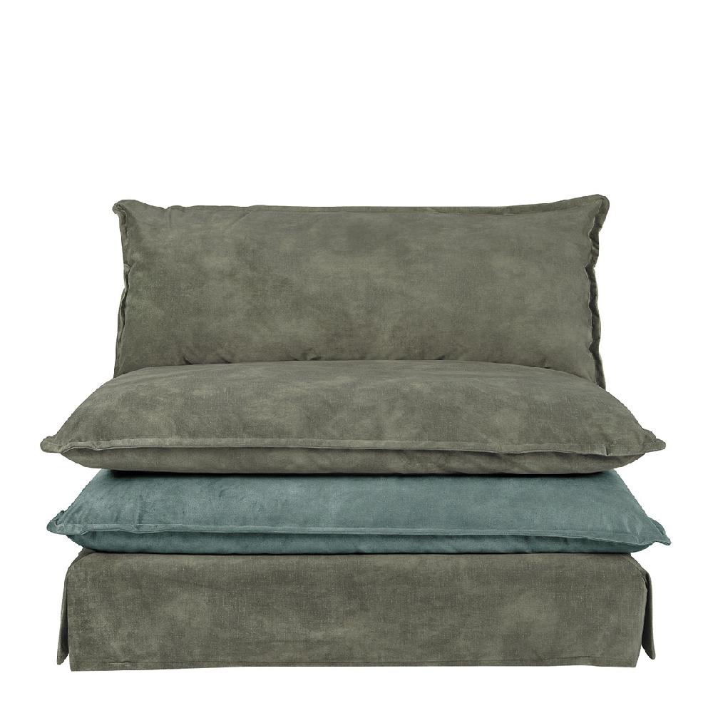 blanc d'ivoire Fauteuil LÉO velours mousse et gris bleu