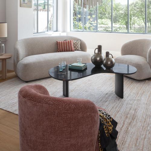 Blanc D'ivoire Fauteuil LISETTE En Tissu Jacquard De Velours - Bois De Rose