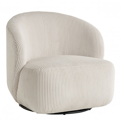 Blanc D'ivoire Fauteuil LISETTE En Velours Côtelé - Crème