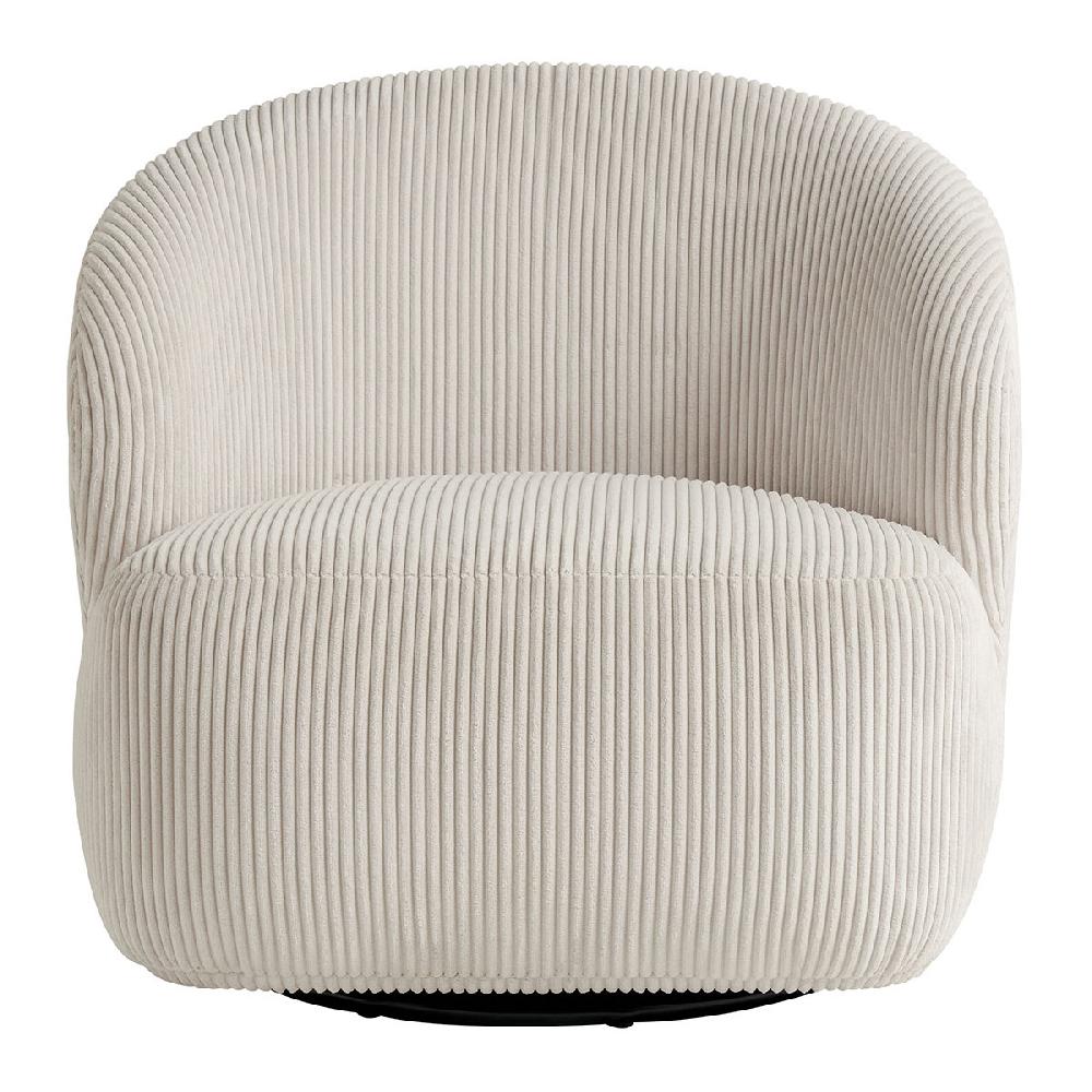 blanc d'ivoire Fauteuil LISETTE en velours côtelé - Crème