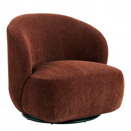 Blanc D'ivoire Fauteuil LISETTE En Velours Côtelé - Rouge Brique