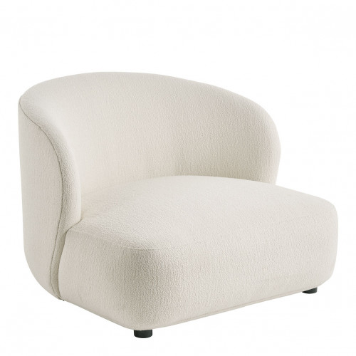 Blanc D'ivoire Fauteuil LISETTE Large En Bouclette - Crème