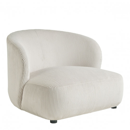 Blanc D'ivoire Fauteuil LISETTE Large En Velours Côtelé - Crème