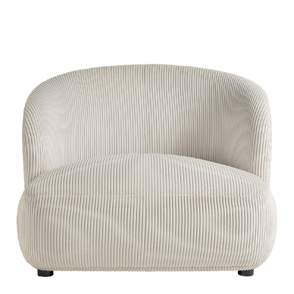 blanc d'ivoire Fauteuil LISETTE large en velours côtelé - Crème