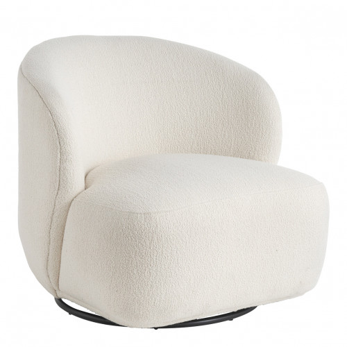 Blanc D'ivoire Fauteuil Tournant Lisette Bouclette Crème