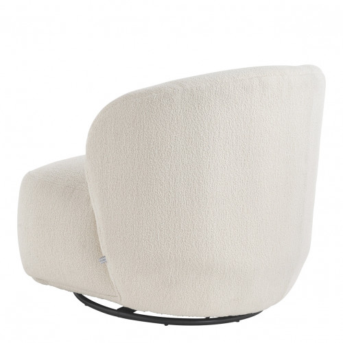 Blanc D'ivoire Fauteuil Tournant Lisette Bouclette Crème