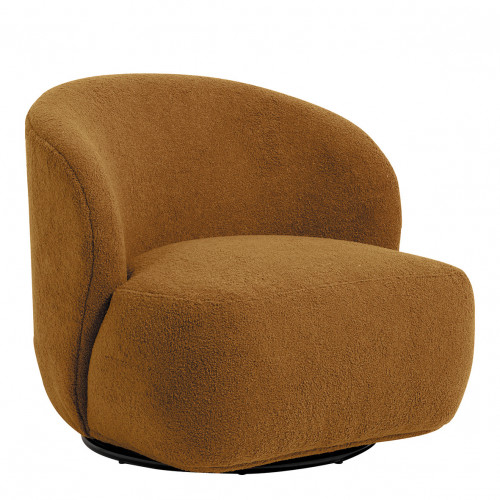 Blanc D'ivoire Fauteuil Tournant LISETTE En Bouclette - Curry