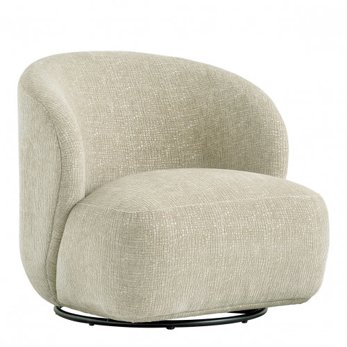 Blanc D'ivoire Fauteuil Tournant LISETTE En Tissu Jacquard De Velours - Sable