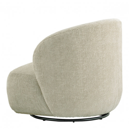 Blanc D'ivoire Fauteuil Tournant LISETTE En Tissu Jacquard De Velours - Sable