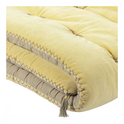 Blanc D'ivoire Futon MATTÉO En Velours De Coton Et Lin - 180 X 80 Cm - Jaune Pastel