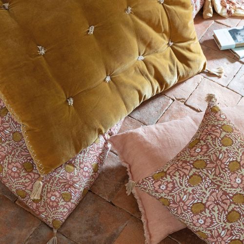 Blanc D'ivoire Futon MATTÉO En Velours De Coton Et Lin - 180 X 80 Cm - Safran