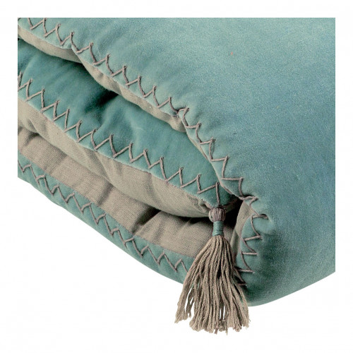 Blanc D'ivoire Futon MATTÉO En Velours De Coton Et Lin - 180 X 80 Cm - Bleu Aqua