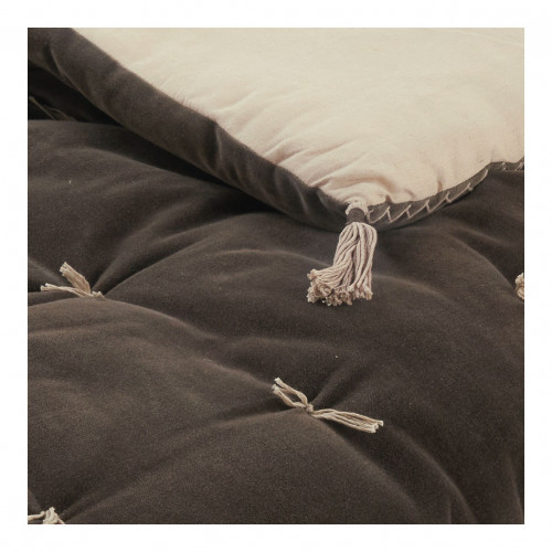 Blanc D'ivoire Futon MATTÉO En Velours De Coton Et Lin - 180 X 80 Cm - Gris Charbon