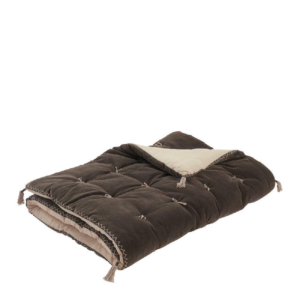 blanc d'ivoire Futon MATTÉO en velours de coton et lin - 180 x 80 cm - Gris charbon