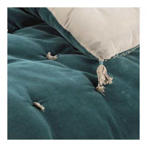 Blanc D'ivoire Futon MATTÉO En Velours De Coton Et Lin - 180 X 80 Cm - Pétrole