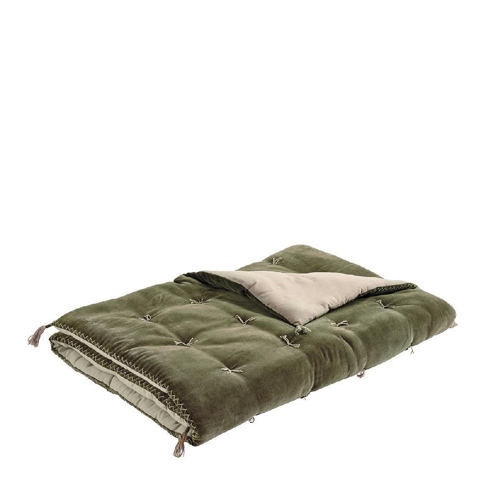 blanc d'ivoire Futon MATTÉO en velours de coton et lin - 180 x 80 cm - Kaki