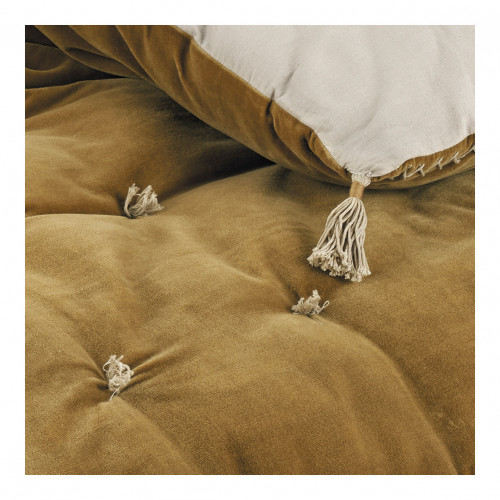 Blanc D'ivoire Futon MATTÉO En Velours De Coton Et Lin - 180 X 80 Cm - Bronze