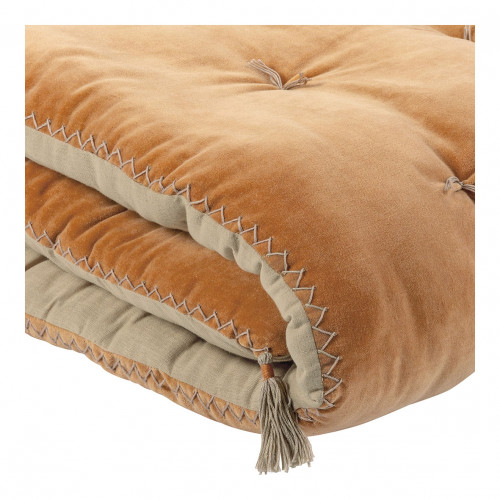Blanc D'ivoire Futon MATTÉO En Velours De Coton Et Lin - 180 X 80 Cm - Abricot