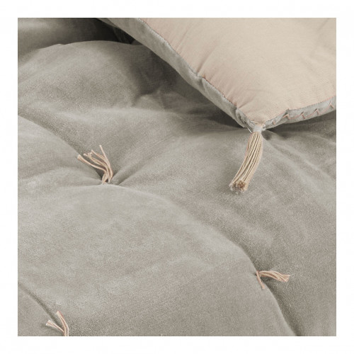 Blanc D'ivoire Futon MATTÉO En Velours De Coton Et Lin - 180 X 80 Cm - Gris