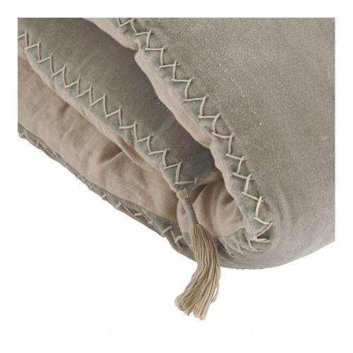 Blanc D'ivoire Futon MATTÉO En Velours De Coton Et Lin - 180 X 80 Cm - Gris