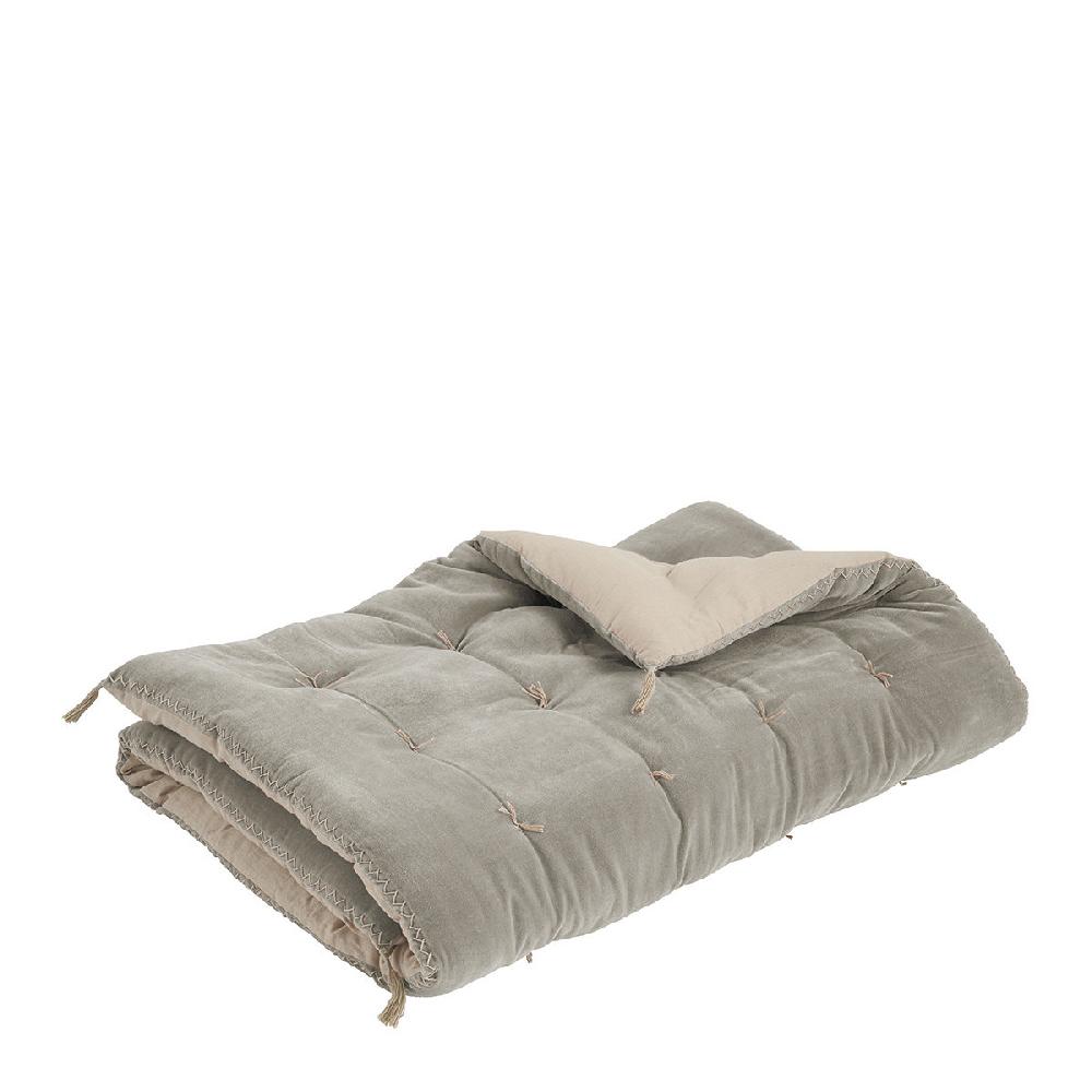 blanc d'ivoire Futon MATTÉO en velours de coton et lin - 180 x 80 cm - Gris