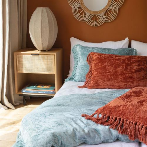 Blanc D'ivoire Futon PAULA En Velours Irisé - 180 X 80 Cm - Blanc