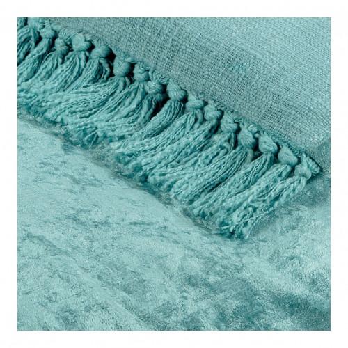 Blanc D'ivoire Futon PAULA En Velours Irisé - 180 X 80 Cm - Bleu Aqua