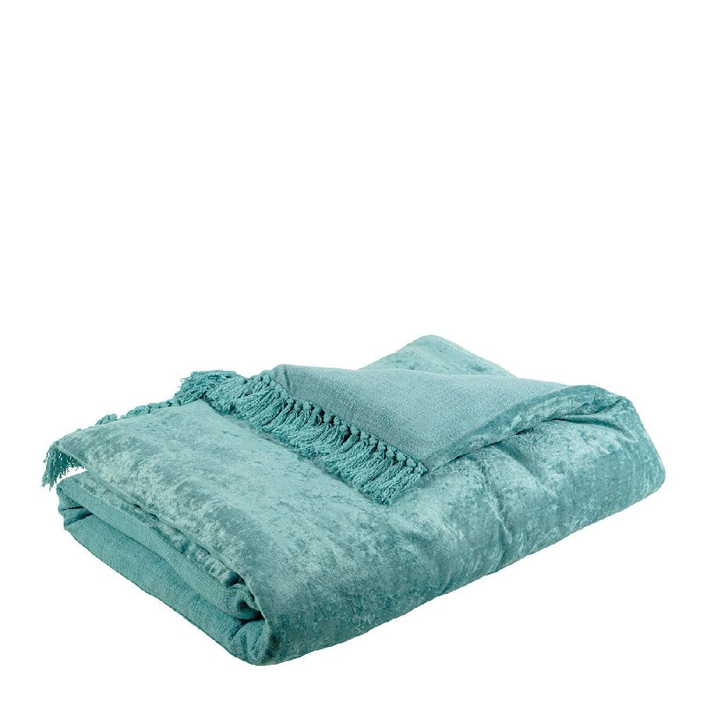 blanc d'ivoire Futon PAULA en velours irisé - 180 x 80 cm - Bleu aqua