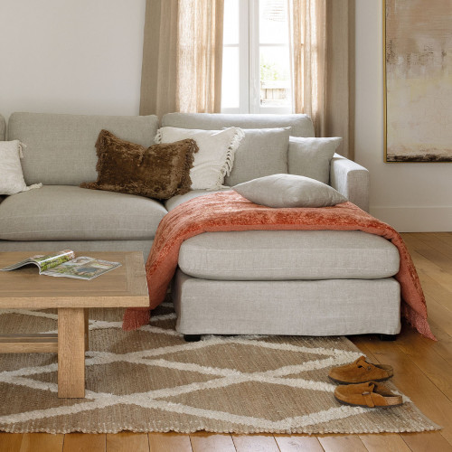 Blanc D'ivoire Futon PAULA En Velours Irisé - 180 X 80 Cm - Orange Brûlé