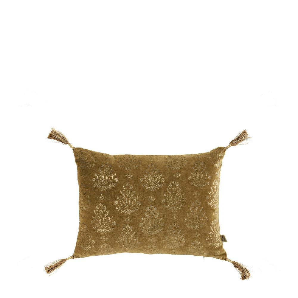 blanc d'ivoire Housse de coussin AURORE en velours - Bronze et doré - 30 x 40 cm