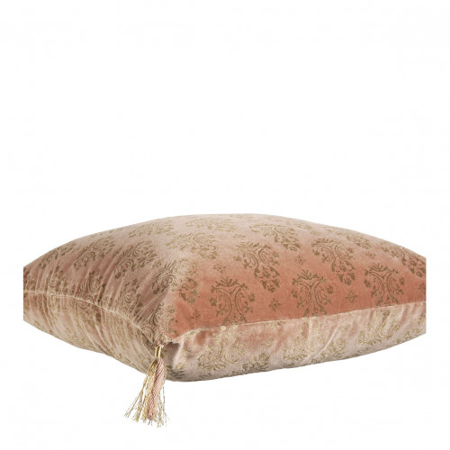 Blanc D'ivoire Housse De Coussin AURORE En Velours - Rose Et Doré - 50 X 50 Cm