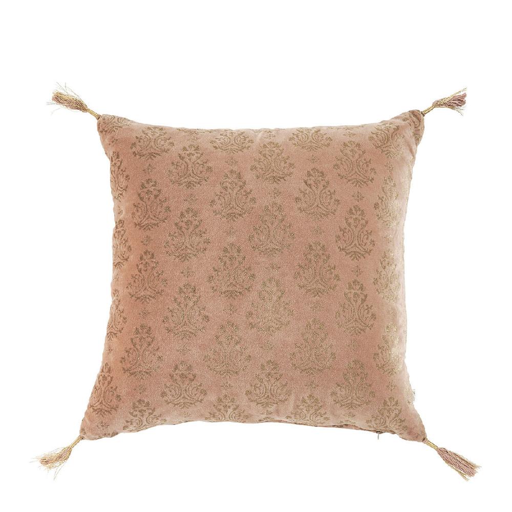 blanc d'ivoire Housse de coussin AURORE en velours - Rose et doré - 50 x 50 cm