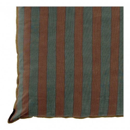 Blanc D'ivoire Housse De Coussin BAYADÈRE En Coton - Bleu Pétrole Et Terracotta - 80 X 50 Cm