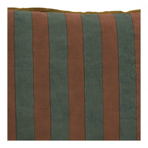 Blanc D'ivoire Housse De Coussin BAYADÈRE En Coton - Bleu Pétrole Et Terracotta - 40 X 30 Cm