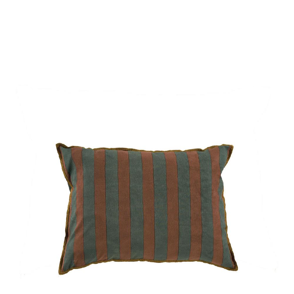blanc d'ivoire Housse de coussin BAYADÈRE en coton - Bleu pétrole et terracotta - 40 x 30 cm