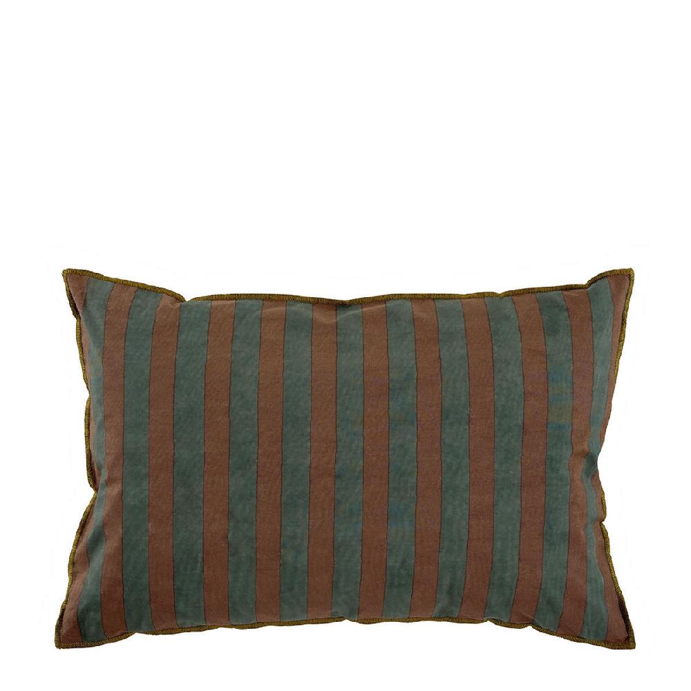 blanc d'ivoire Housse de coussin BAYADÈRE en coton - Bleu pétrole et terracotta - 60 x 40 cm