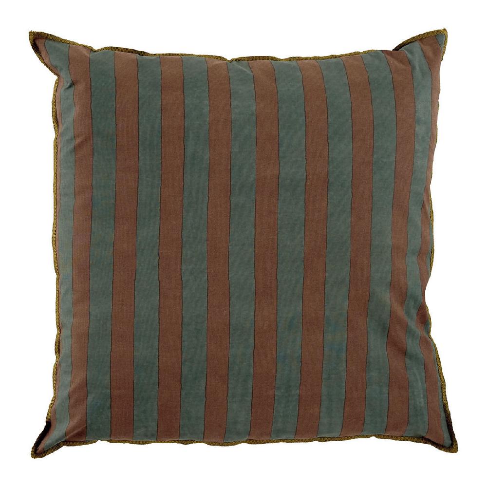 blanc d'ivoire Housse de coussin BAYADÈRE en coton - Bleu pétrole et terracotta - 50 x 50 cm
