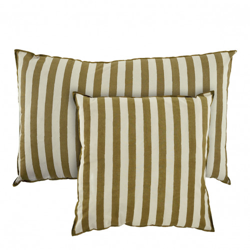 Blanc D'ivoire Housse De Coussin BAYADÈRE En Coton - Crème Et Cumin - 80 X 50 Cm